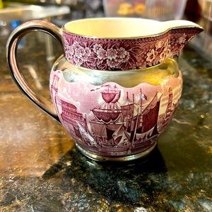 Vintage Wedgwood Ferrara plum with silver luster 16 oz pitcher / creamer